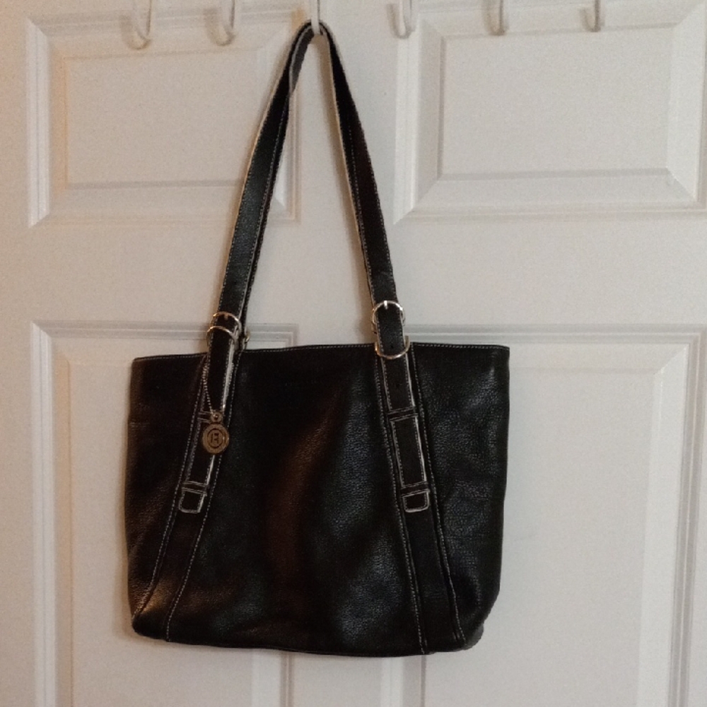 Kenneth Cole Reaction Black Leather Tote Bag
